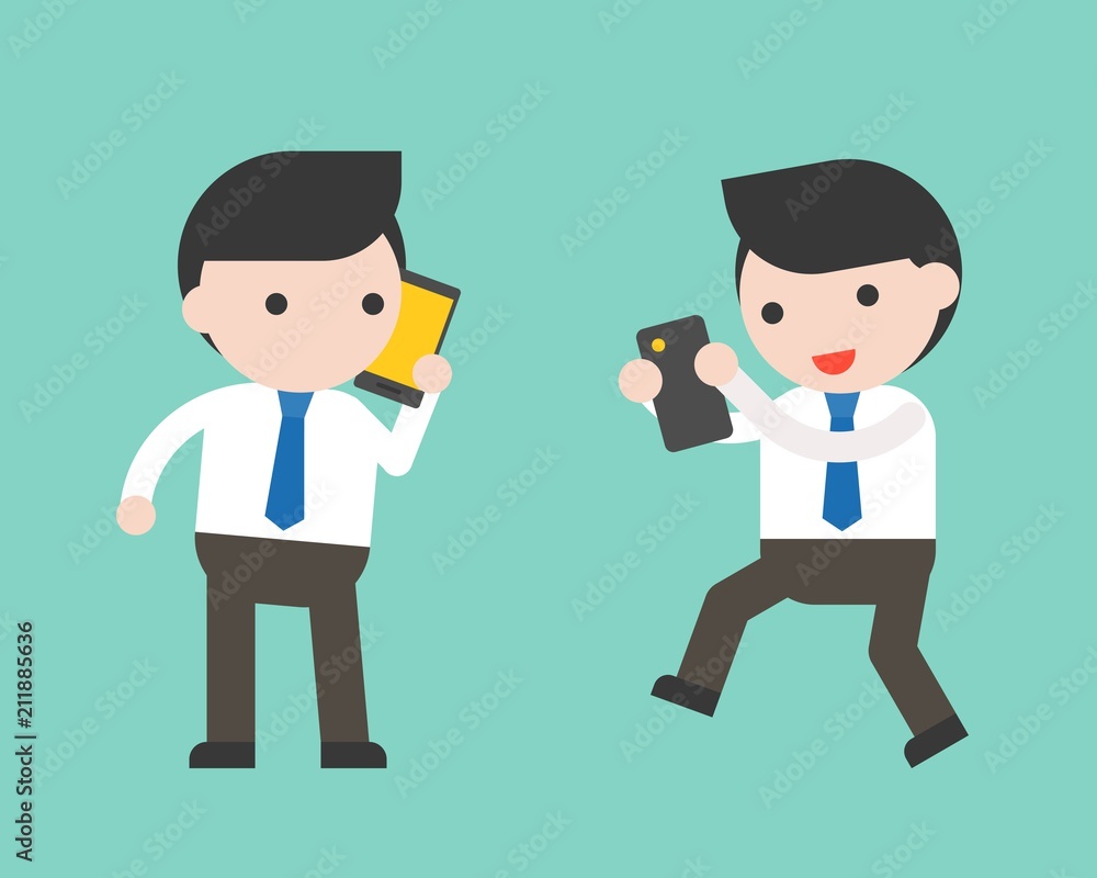 Businessman and gadget such as cellphone, tablet, flat design ready to use character Businessman and gadget such as cellphone, tablet, flat design ready to use character