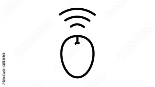 Computer Mouse Animation Flat line icon stock video design drawing isolated on white symbol background