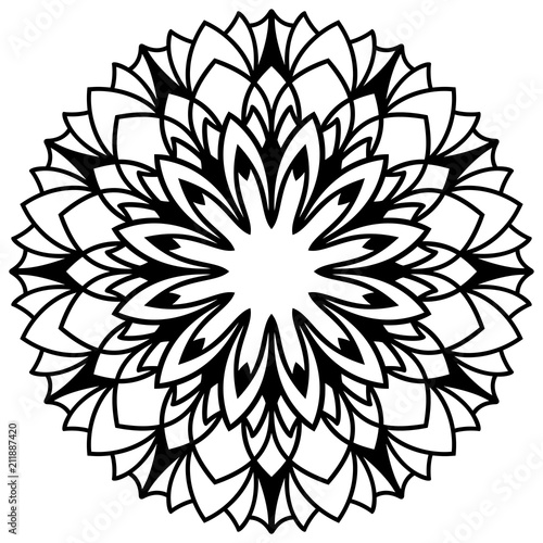 Vector mandala for coloring book. Laser cutting flower. Floral ornament for antistress adult drawing. Complex design.