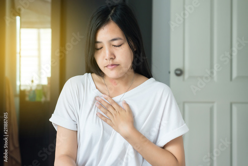 Woman having a hiccup photo