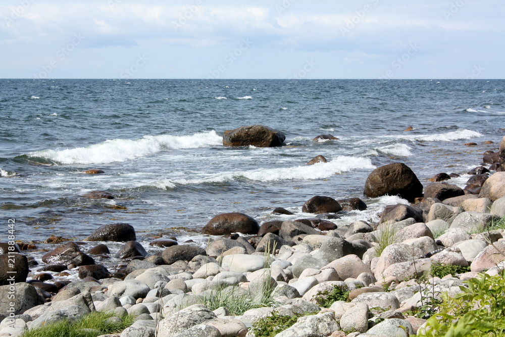 Rocks on the Baltic Sea on the island Bornholm.Denmark