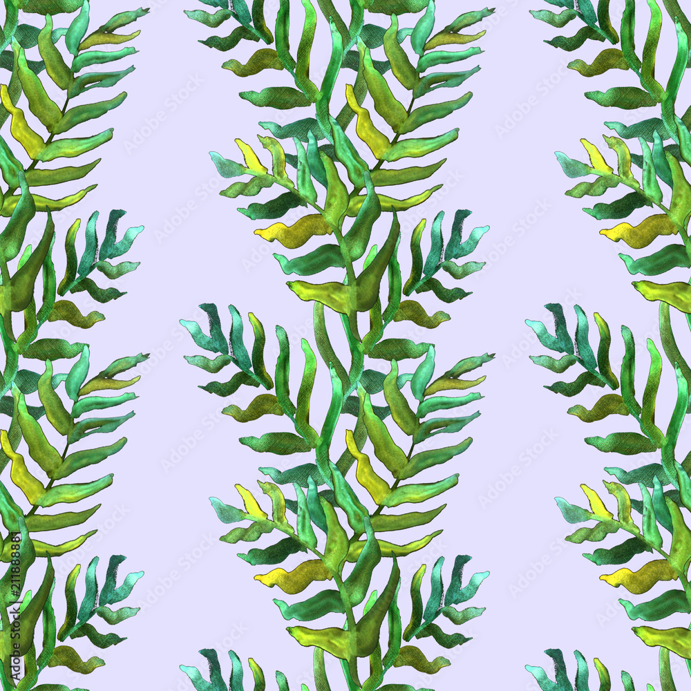 Naklejka premium Summer tropical pattern, background with palm leaves.