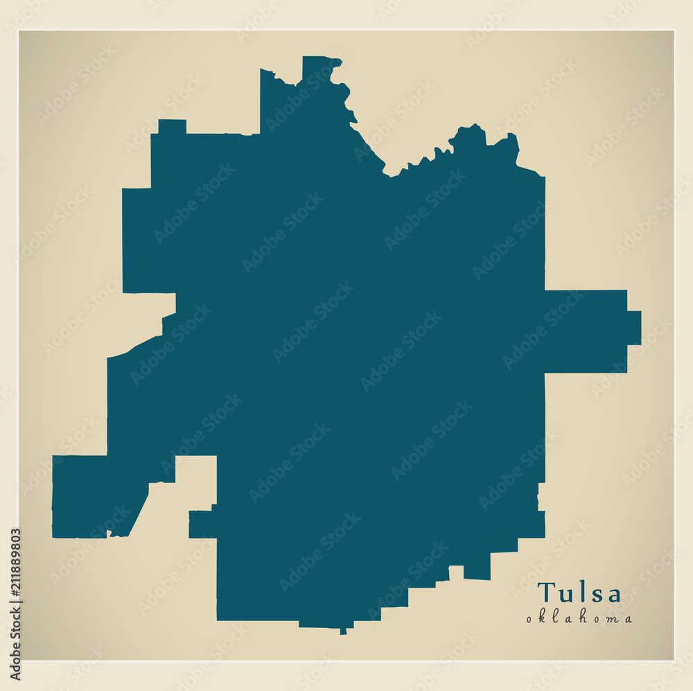 Modern Map - Tulsa Oklahoma city of the USA
