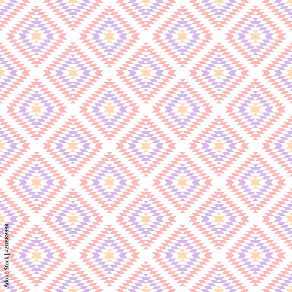 Pastel colored pink geometric aztec ethnic seamless pattern, vector Pastel colored pink geometric aztec ethnic seamless pattern, vector