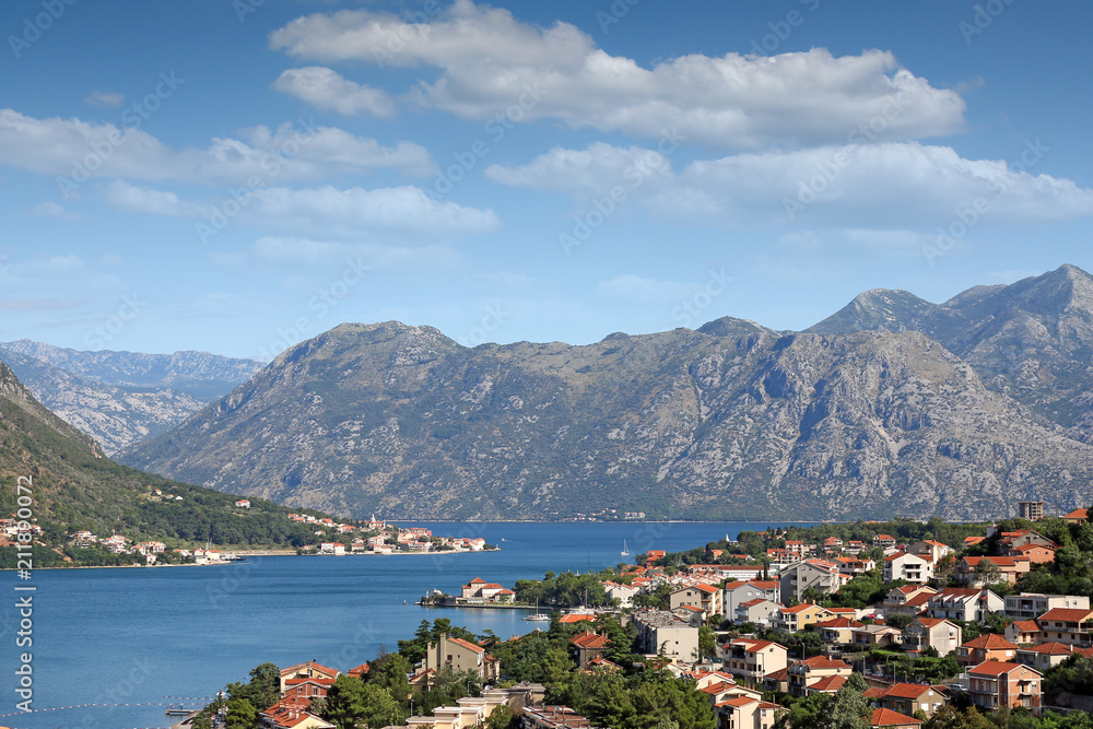 Kotor bay landscape Montenegro summer season