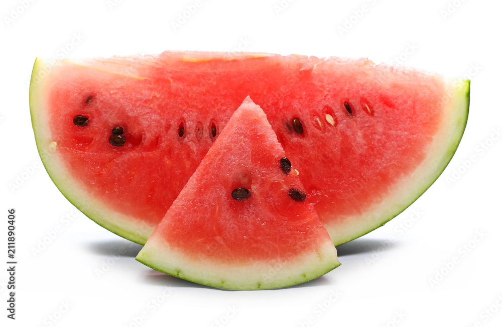 Fresh watermelon slices isolated on white background