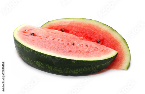 Fresh watermelon slices isolated on white background