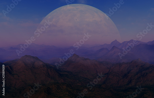 Fototapeta Naklejka Na Ścianę i Meble -  3d rendered Space Art: Alien Planet - A Fantasy Landscape