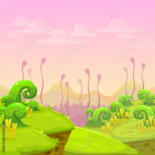 Fantasy alien landscape illustration.