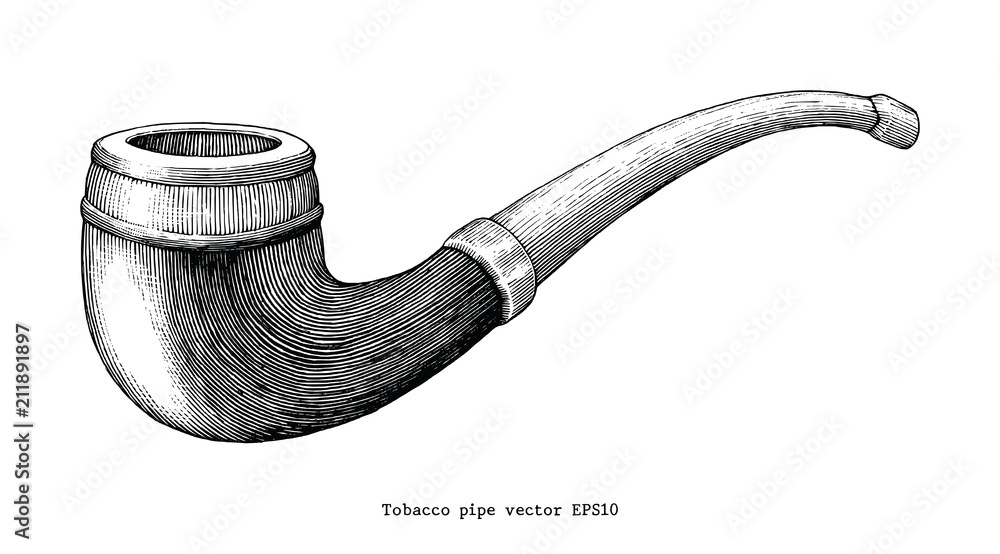 Tobacco pipe hand drawing vintage clip art isolated on white background  Stock Vector | Adobe Stock