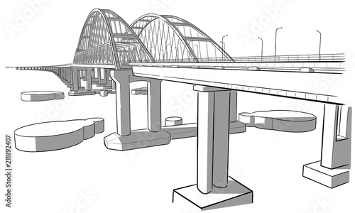 Hand drawn sketch of Crimean bridge