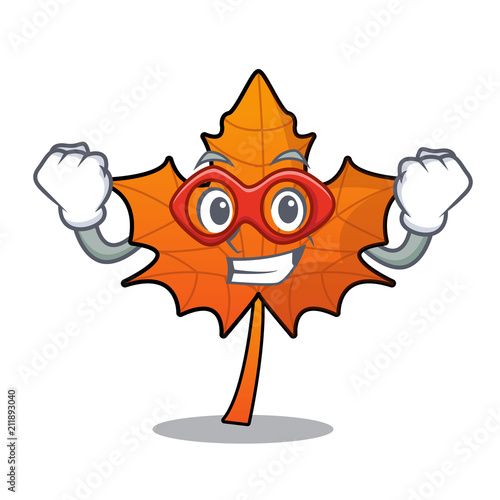 Super hero red maple leaf character cartoon