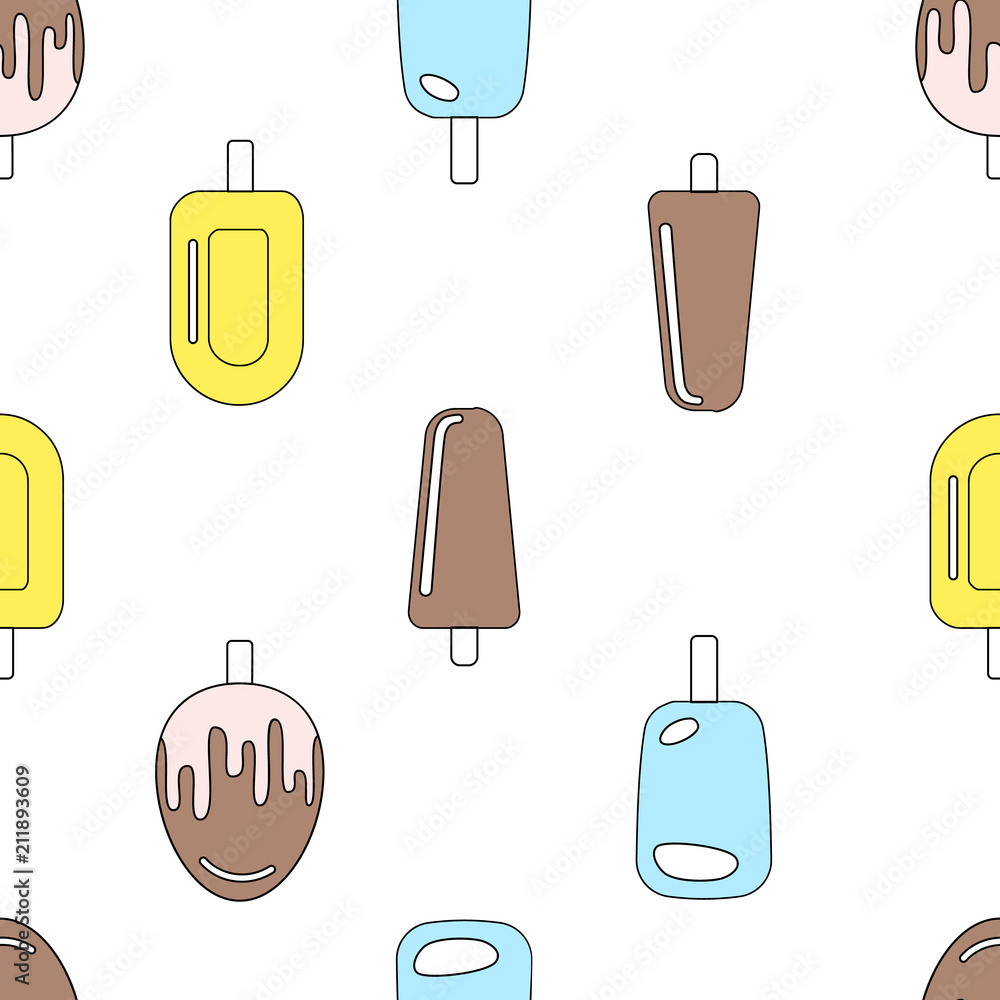Seamless pattern with ice cream. Vector illustration.
Seamless pattern with ice cream. Vector illustration.