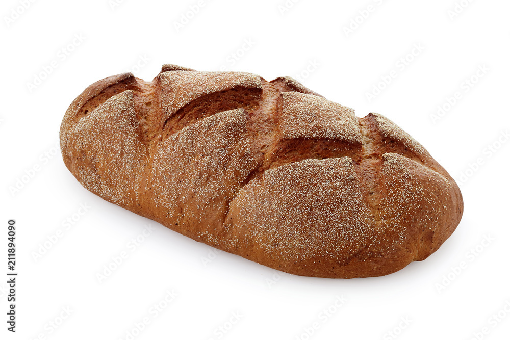 dark bread on white background isolated