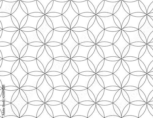 ARABIQUE FLORAL CIRCLE. GEOMETRIC SEAMLESS VECTOR PATTERN.
