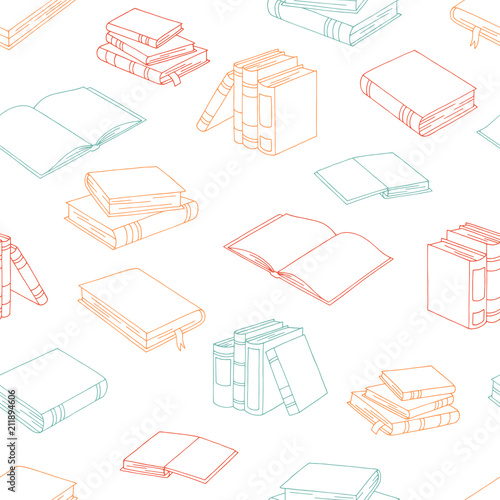 Books graphic color seamless pattern background sketch illustration vector