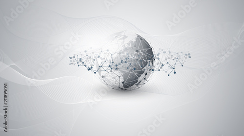 Futuristic Global Business, Cloud Computing, Digital Network Connections and Technology Design Concept with Earth Globe