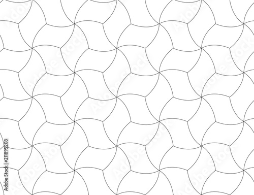 ARABIQUE FLORAL SEAMLESS VECTOR PATTERN. MONOCHROME DECORATIVE TEXTURE