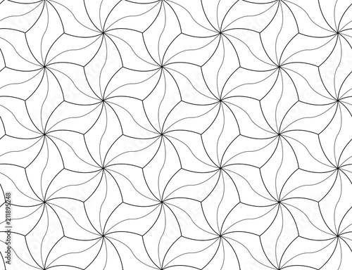 ARABIQUE FLORAL SEAMLESS VECTOR PATTERN. MONOCHROME DECORATIVE TEXTURE