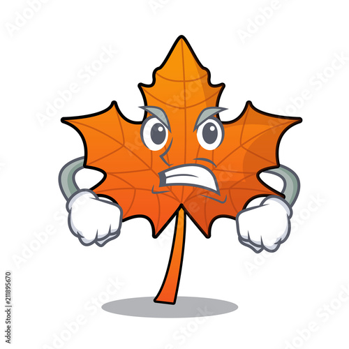 Canvas Print Angry red maple leaf mascot cartoon