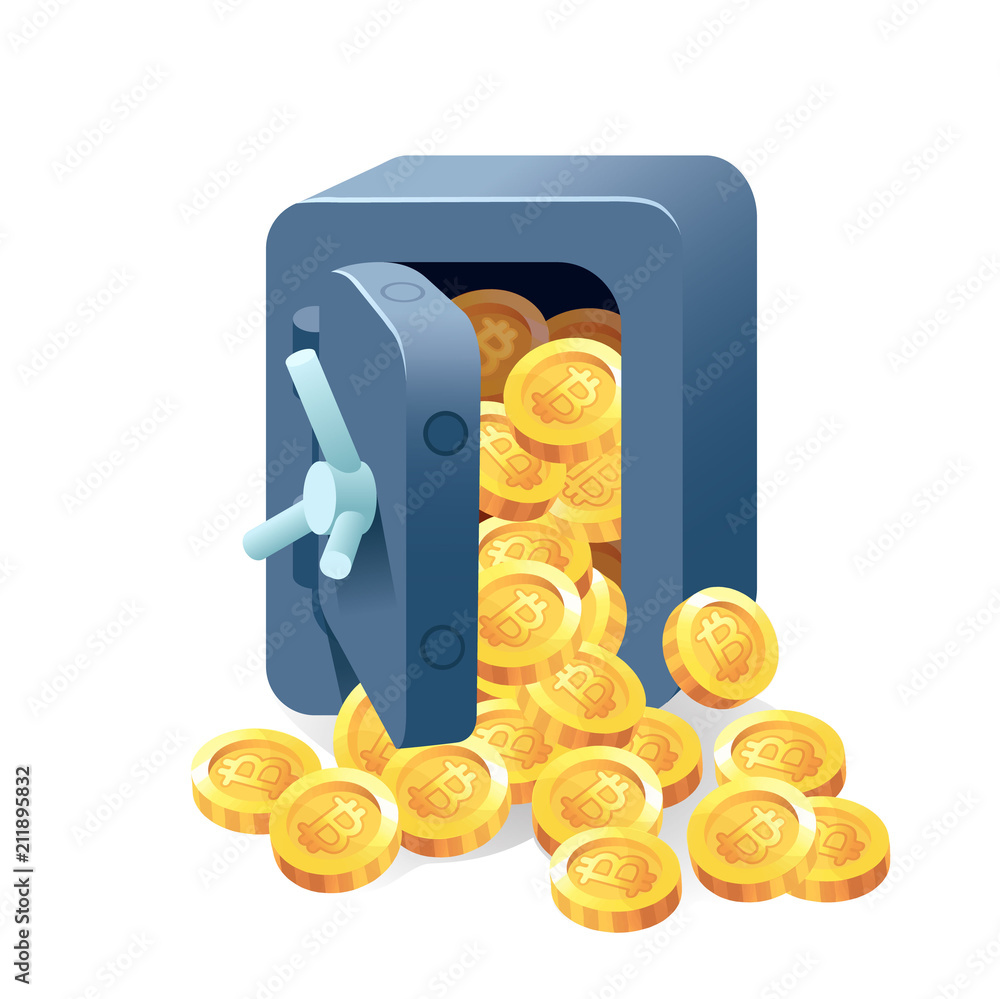 Metal bank safe vector icon in a flat style. Metal bank safe vector icon in a flat style.