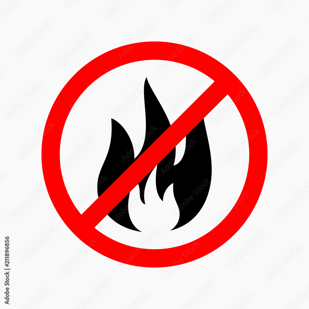 Obraz premium No fire, no flame allowed sign flat