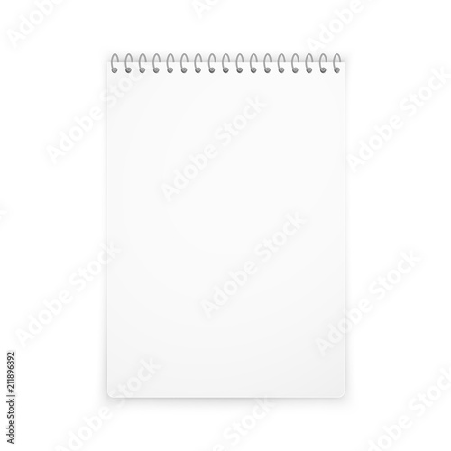 Vertical notebook mockup shadow on transparent background with place for your image, text. Vector EPS10