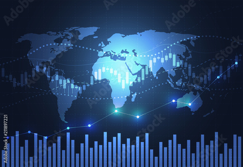 Business candle stick graph chart of stock market investment trading on dark background design. Bullish point  Trend of graph. Vector illustration