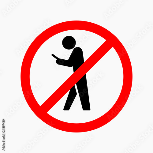 Phone using not allowed sign flat vector illustration