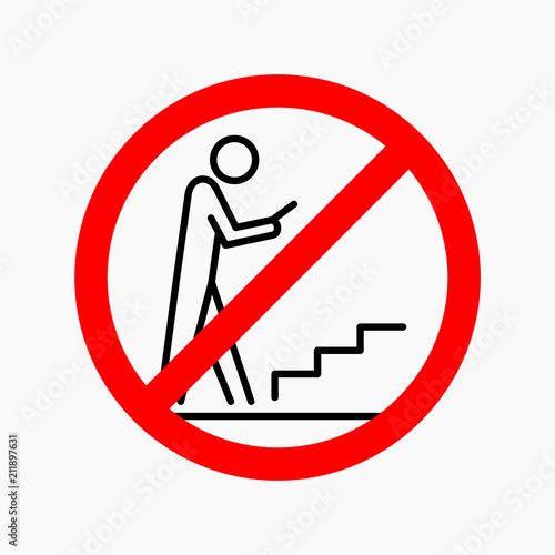 Phone using not allowed sign flat vector illustration