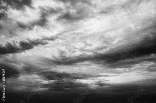 Black and white cloudy sky as background