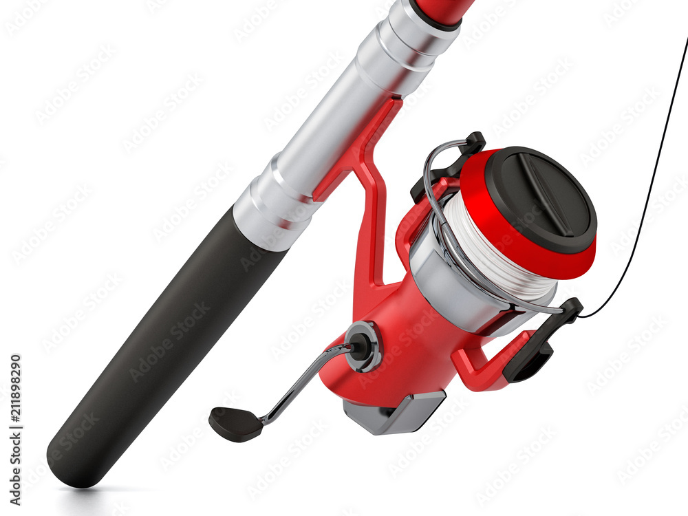 Fishing rod isolated on white background. 3D illustration Fishing rod isolated on white background. 3D illustration
