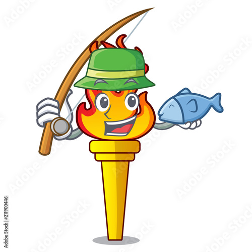 Fishing torch mascot cartoon style