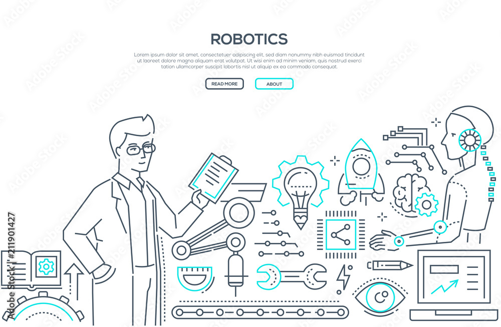 Robotics - line design style illustration