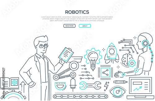 Robotics - line design style illustration