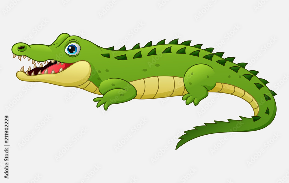 Obraz premium Cartoon crocodile isolated on white background
