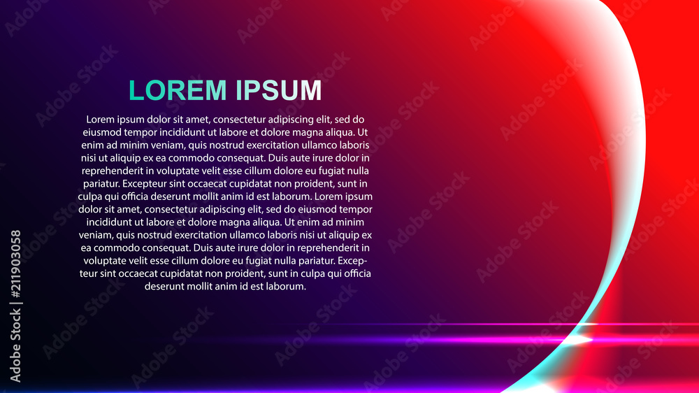 Background with a blue-red gradient and a curved white and green line. Text with title. Light effect. Desktop wallpaper. Backdrop, banner, billboard. Horizontal orientation. Vector graphics. Background with a blue-red gradient and a curved white and green line. Text with title. Light effect. Desktop wallpaper. Backdrop, banner, billboard. Horizontal orientation. Vector graphics.