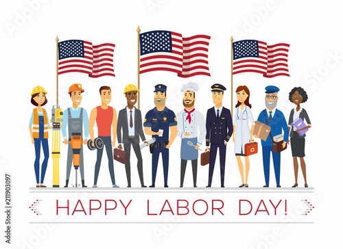 Happy labor day - modern vector colorful illustration