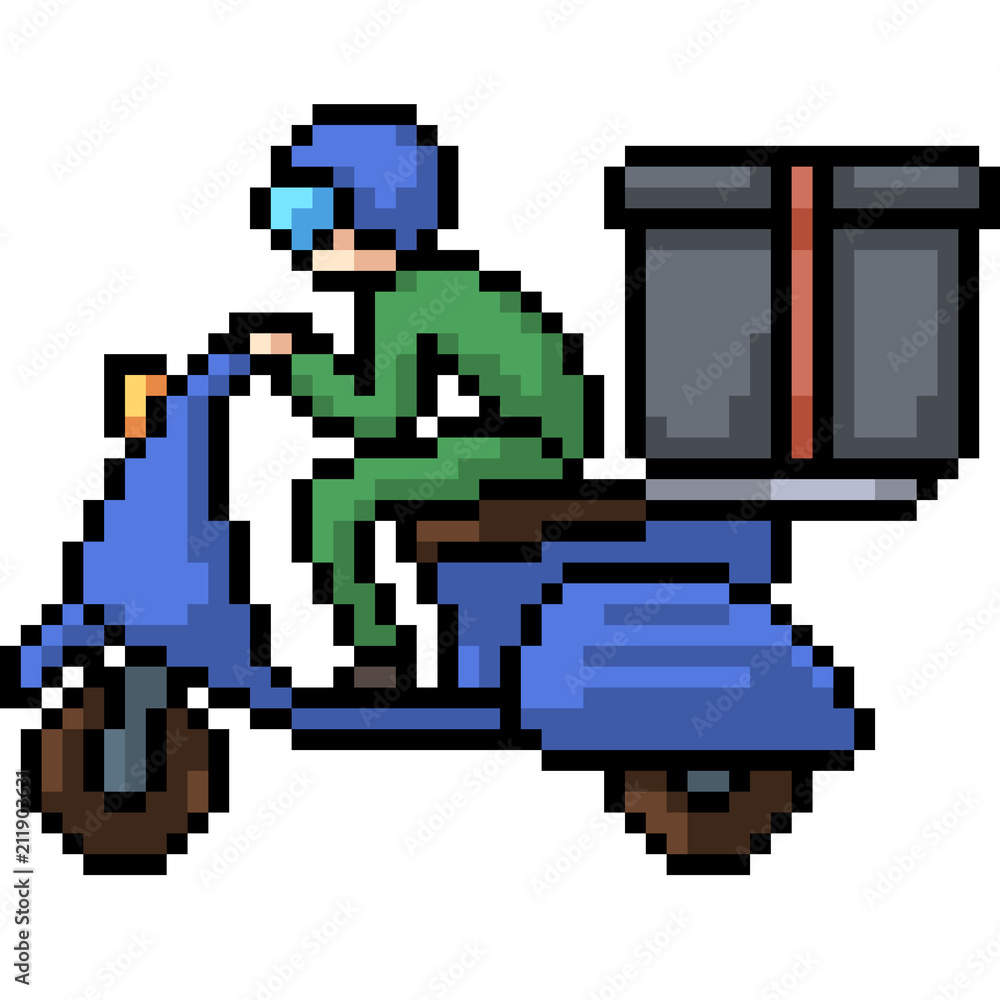 Fototapeta premium vector pixel art motorcycle transport