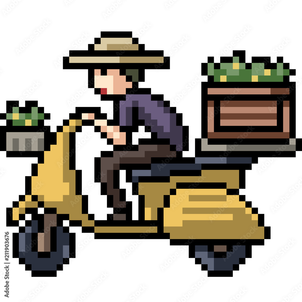 Fototapeta premium vector pixel art motorcycle transport