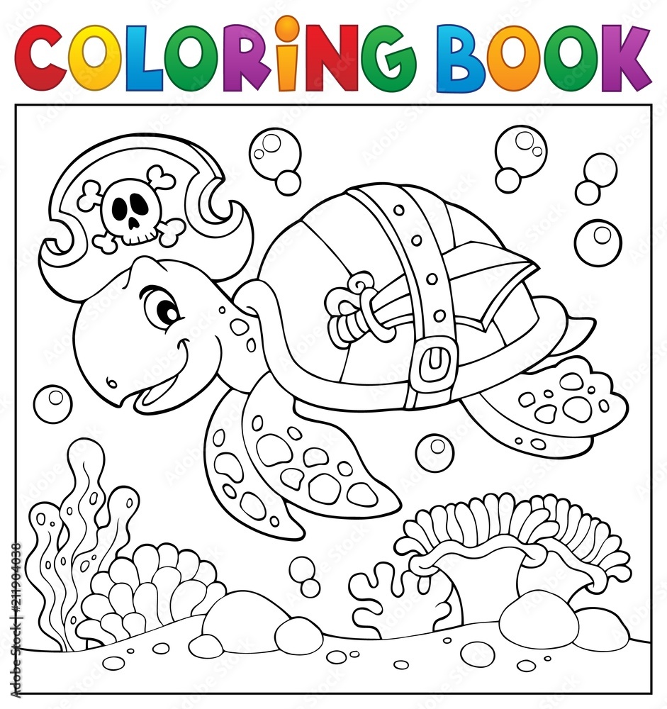 Coloring book pirate turtle theme 2 Coloring book pirate turtle theme 2
