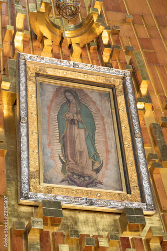 Shrine of Our Lady of Guadalupe. The original paint of Our Lady of Guadalupe, Mexico City