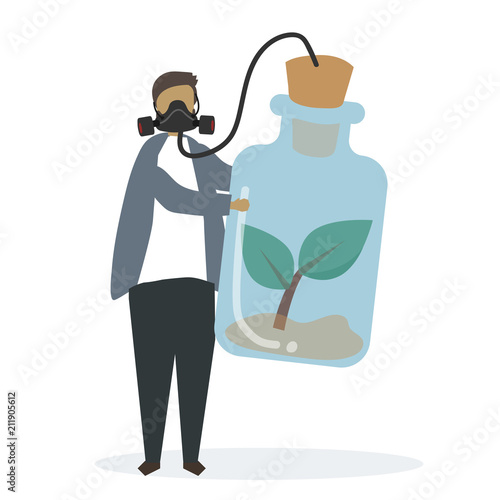 Person carrying tank of fresh air