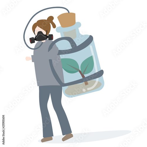 Person carrying tank of fresh air
