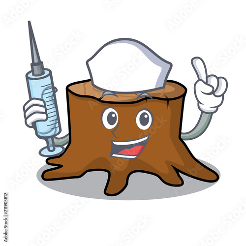Nurse tree stump character cartoon