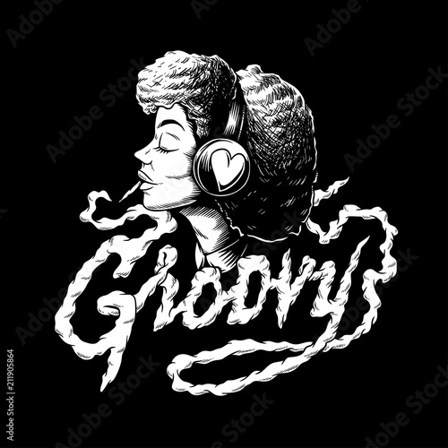 Groovy afro music creative illustration