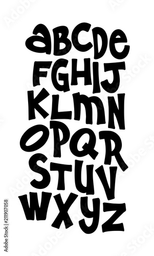 Hand lettering font. Vector alphabet