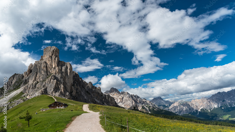 Ascent to the Giau pass. Dolomites.