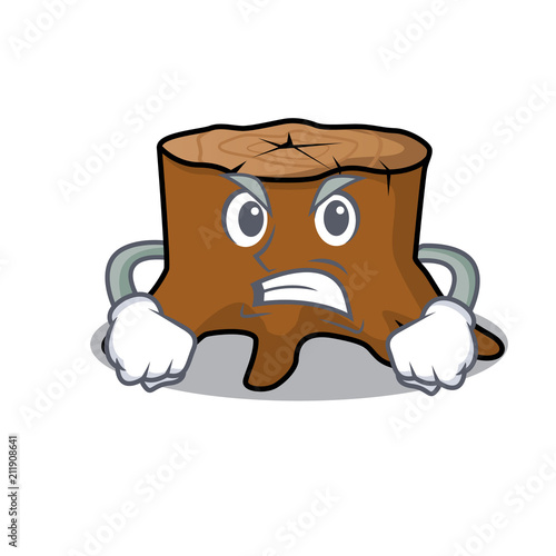 Angry tree stump mascot cartoon