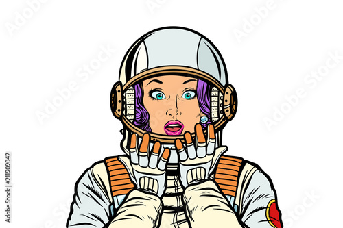 woman scared surprise isolate on white background